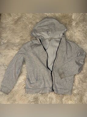 TOPMAN Light Gray Zip-Up Hoodie with Hood